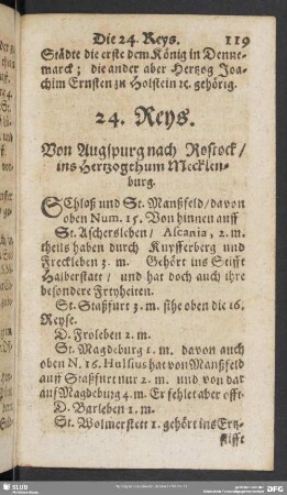 24. Reys. Von Augspurg nach Rostock, ins Herzogthum Mecklenburg
