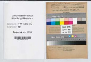 Entnazifizierung Willi Birkenstock, geb. 11.07.1901 (Studienrat)