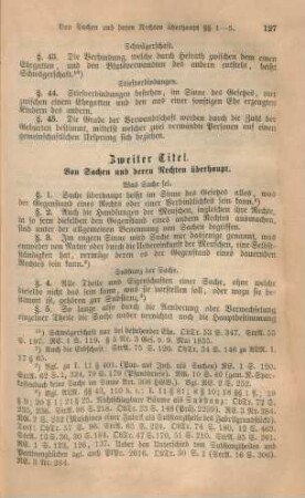 Zweiter Titel. Von Sachen und deren Rechten überhaupt