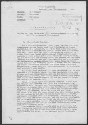 Zizishausen: Pfarrbericht 1959