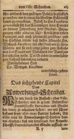Das sechzehende Capitel. Von Anwerbungs-Schreiben