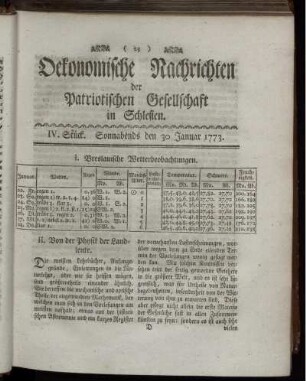 IV. Stück. Sonnabends den 30 Januar 1773.