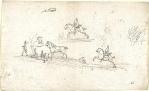 Gärtner, Friedrich von; Frühe Zeichnungen - Reiterszenen (Studie)