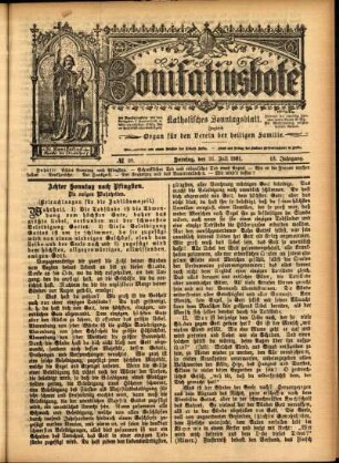Erste Ausgabe vom Sonntag, den 21. Juli 1901.