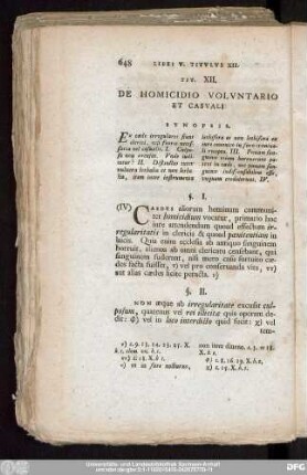 Tit. XII. De Homicidio Voluntario Et Casuali