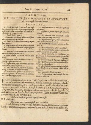 Caput VIII. De Indiciis Quae Oriuntur Ex Societate et conversatione malorum.