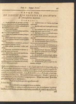 Caput VIII. De Indiciis Quae Oriuntur Ex Societate et conversatione malorum.