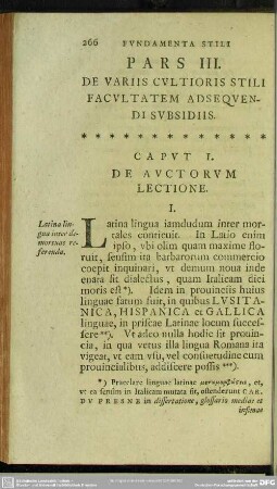 Pars III. De Variis Cultioris Stili Facultatem Adsequendi Subsidiis