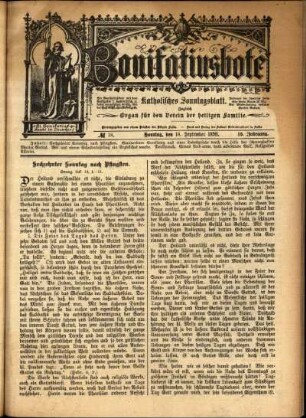 Erste Ausgabe vom Sonntag, den 18. September 1898.