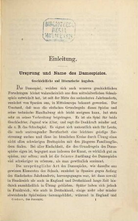 Das Damespiel nach älterer und neuerer Spielweise auf deutsche wie polnische Art : Entwickelung der Regeln und Feinheiten des Spieles auf Grundlage zahlreicher Musterbeispiele