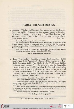 Early French Books (Nr. 38-56)