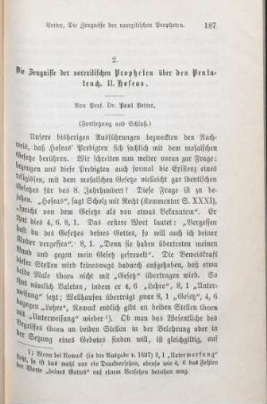 187-207 Die Zeugnisse der vorexilischen Propheten über den Pentateuch