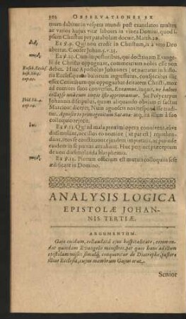 Analysis Logica Epistolae Johannis Tertiae.