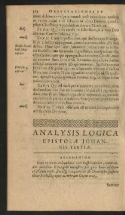 Analysis Logica Epistolae Johannis Tertiae.