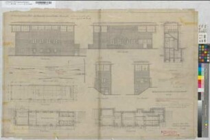 Stellwerk "Bs" auf Bahnhof Gelsenkirchen-Bismarck: Ansicht, Grundriß, Schnitt, M. 1:50 Hgs, Sknr.: 1, Fanr.: 14, Bunr.: 3