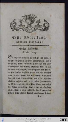 Erste Abtheilung. Arabien überhaupt.