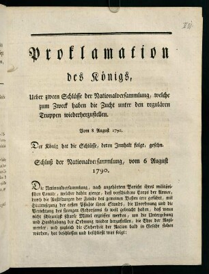 6-11, Proklamation des Königs