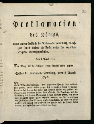 6-11, Proklamation des Königs