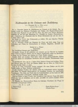 Rückmarsch in die Heimat und Auflösung