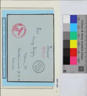 Privat-Feldpostbrief, Schiffsname/Landeinheit: Batterie Erhard Schmidt (Marine), Feldpostnr. 14633; Frankatur, Mi.-Nr.: [Keine]; Poststempel: 25.12.41.-19; Nebenstempel: in rot: Kriegsmarine Dienststelle Feldpost-Nr. Sch 14633