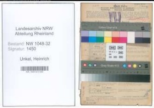 Entnazifizierung Heinrich Unkel , geb. 23.06.1892 (Angestellter)