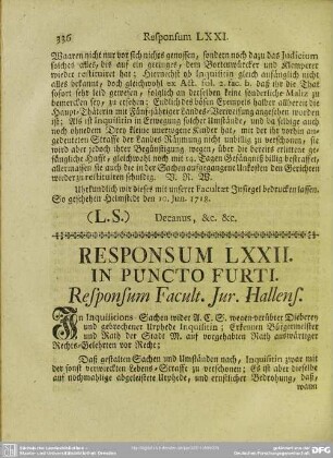 Responsum LXXII. In Puncto Furti