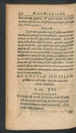De Circulo Seu Syllogismo in orbem:quem circularem vocant. Cap. XVI.