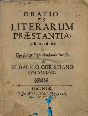 Oratio De Literarum Præstantia