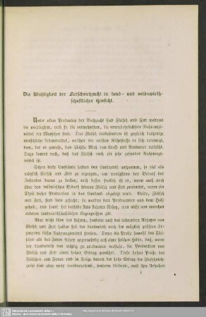 Die Wichtigkeit der Fleischviehzucht in land- und volkswirthschaftlicher Hinsicht