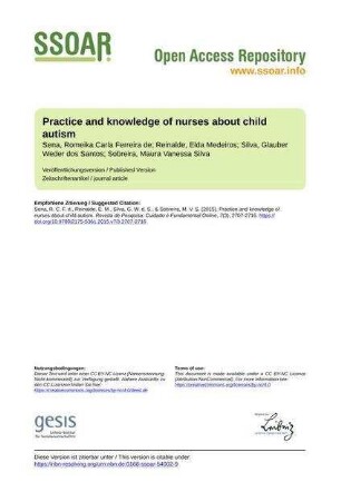 Practice and knowledge of nurses about child autism