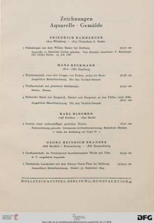 Zeichnungen – Aquarelle – Gemälde (Nr. 1-169)