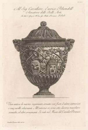 Vaso antico di marmo vagamente ornato con fusti d'edera (Antike Marmorvase), aus der Folge "Vasi, Candelabri, Cippi, Sarcofagi"