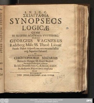 Skiagraphia Synopseos Logicae