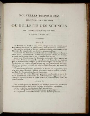 Nouvelles Dispositions Relatives A La Publication Du Bulletin Des Sciences.