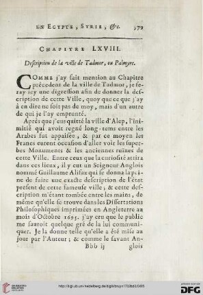 Chapitre LXVIII: Description de la ville de Tadmor, ou Palmyre