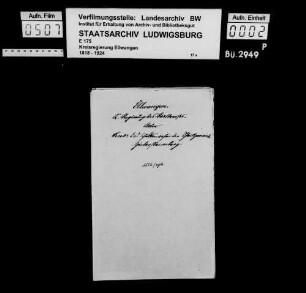 Schuldenwesen der Gesamt- und der Teilgemeinde Vordersteinenberg sowie der Teilgemeinden Hintersteinenberg und Wahlenheim