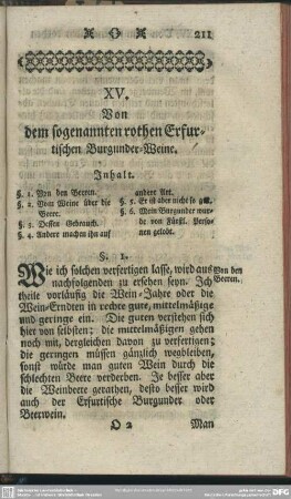 XV. Von dem sogenannten rothen Erfurtischen Burgunder-Weine