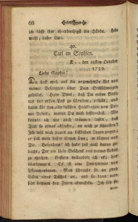 40. Carl an Sophien. K .. den 28sten October 1759.