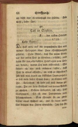 40. Carl an Sophien. K .. den 28sten October 1759.