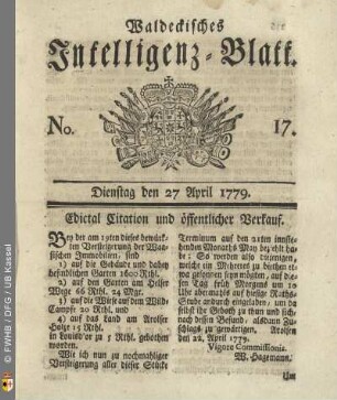 No. 17, Dienstag den 27 April 1779