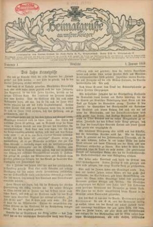 1918: Heimatgrüße an unsere Krieger