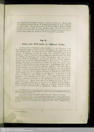 Cap. IX. Sitten und Gebräuche in früheren Zeiten
