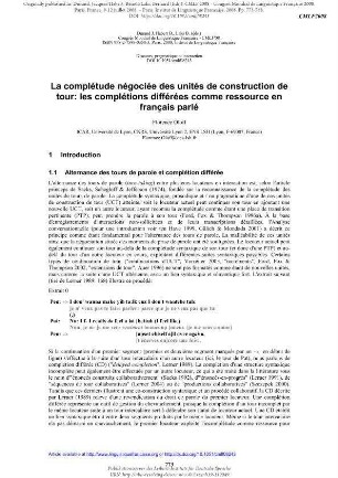 La complétude négociée des unités de construction de tour : les complétions différées comme ressource en français parlé