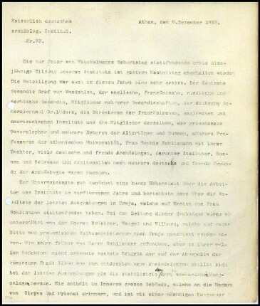 Bericht des ersten Sekretars an das General-Sekretariat