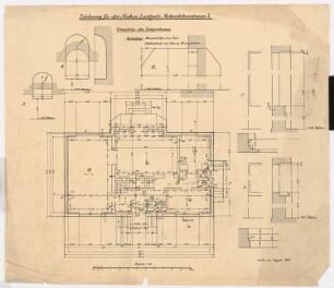 Haus Regierungsbaumeister E. Mellin, Berlin-Lankwitz: Grundriss EG 1:50 und Details