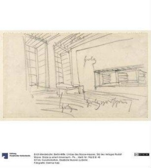 Berlin-Mitte, Umbau des Mosse-Hauses, Sitz des Verlages Rudolf Mosse. Skizze zu einem Innenraum - Perspektive