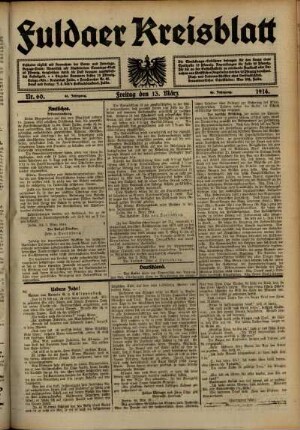 Ausgabe vom Freitag, den 13. März 1914.
