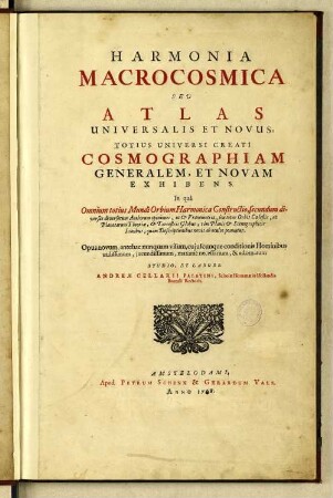 Harmonia macrocosmica : seu atlas universalis et novus totius universi