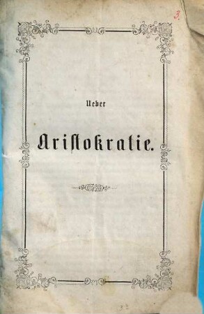 Über Aristokratie
