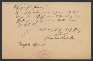 Brief an B. Schott's Söhne : 18.05.1915